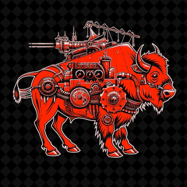 PSD a bull with a red face and horns is shown with a black background