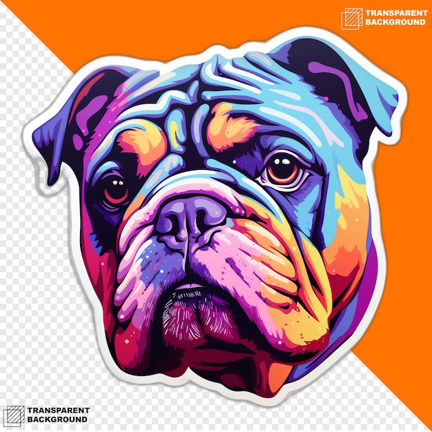 Bulldog engelse bulldog hoofd digitale sticker geïsoleerd op transparante achtergrond