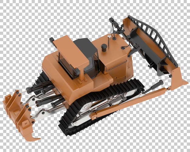 Bulldoser på transparent bakgrunn 3D-rendering illustrasjon
