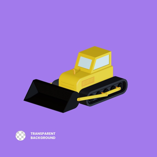 PSD illustrazione dell'icona di rendering 3d del bulldozer