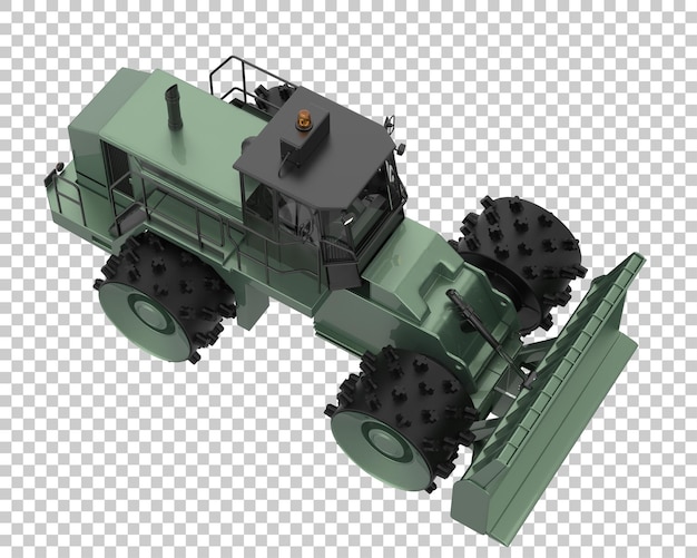 PSD bulldozer op transparante achtergrond 3d-rendering illustratie