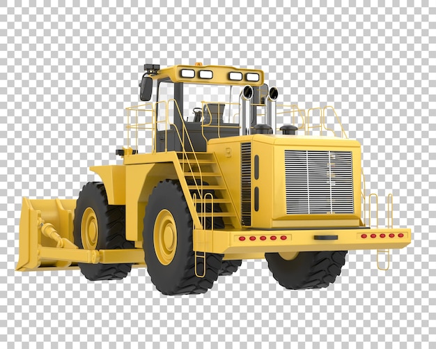 Bulldozer su sfondo trasparente 3d rendering illustrazione