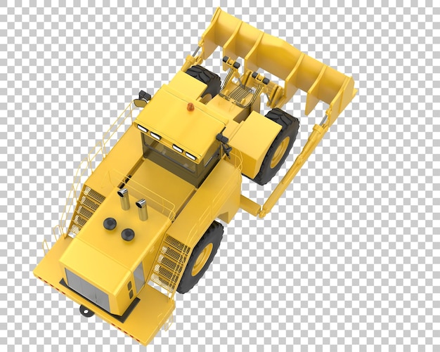 Bulldozer su sfondo trasparente 3d rendering illustrazione
