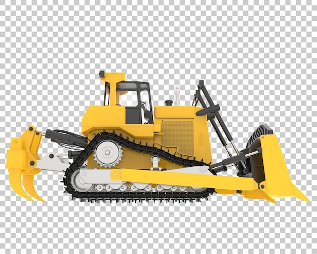 Bulldozer su sfondo trasparente 3d rendering illustrazione