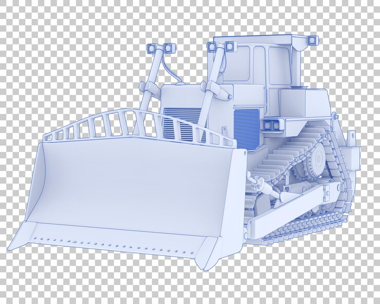 PSD bulldozer on transparent background 3d rendering illustration