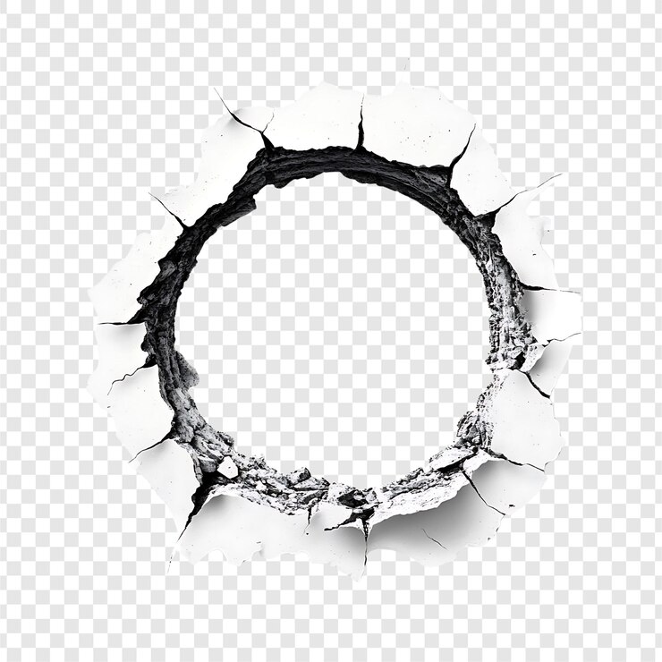 PSD 壁に弾丸の穴とい裂け目 透明な背景のpng