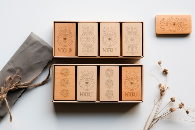 PSD bullet journal wooden stamp mockup