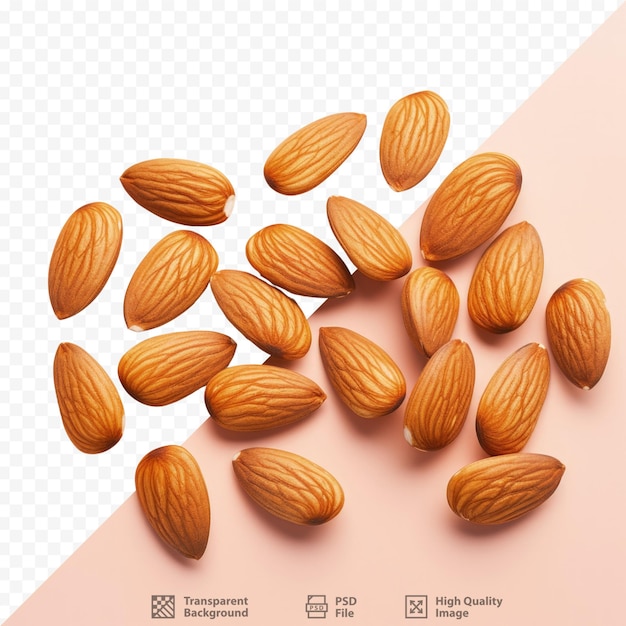 Bunch of almonds on transparent background