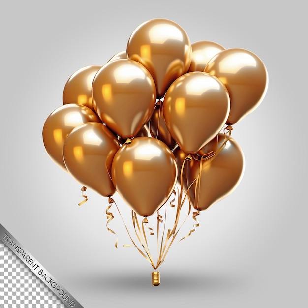 A bunch of balloons with gold balloons in the background