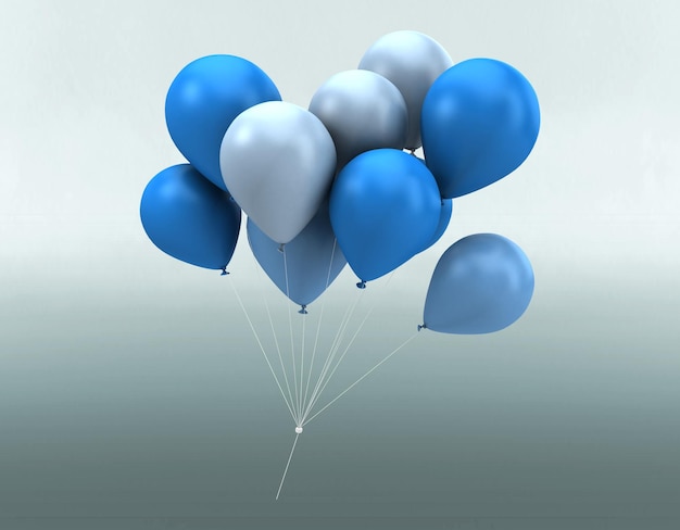 PSD a bunch of blue and white balloons with the number 1 on them