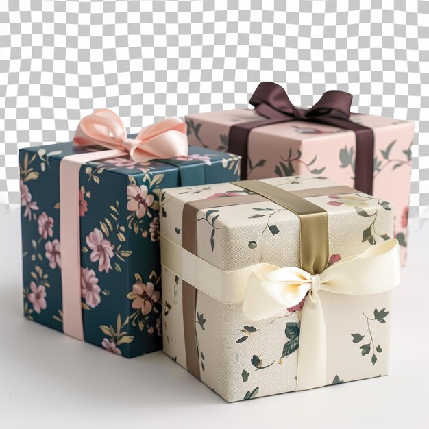 PSD a bunch of boxes with a pink bow on them