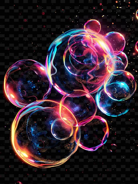 PSD a bunch of bubbles are on a black background