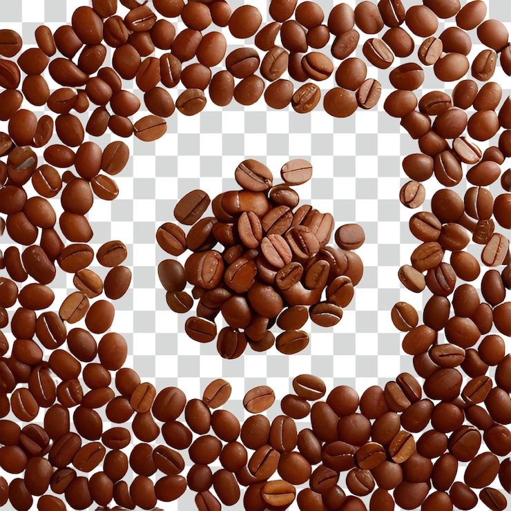 PSD a bunch of coffee beans are on a checkered background