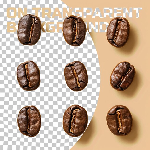 PSD a bunch of coffee beans are on a checkered background