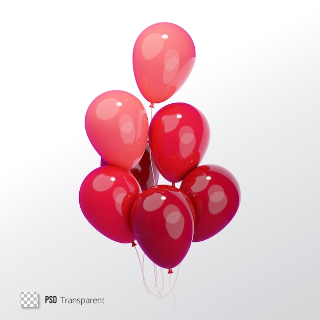 PSD grappolo di palloncini colorati illustrazione del rendering 3d palloncini lucidi realistici