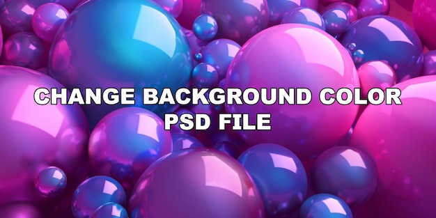 PSD a bunch of colorful spheres in a pinkish purple hue stock background
