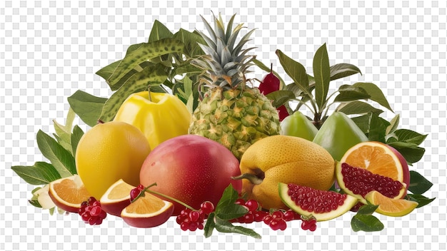 PSD un mucchio di frutti diversi tra cui ananas ananas e un ananas