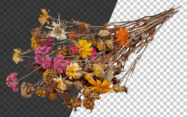 PSD a bunch of dried flowers are arranged in a bunch stock png