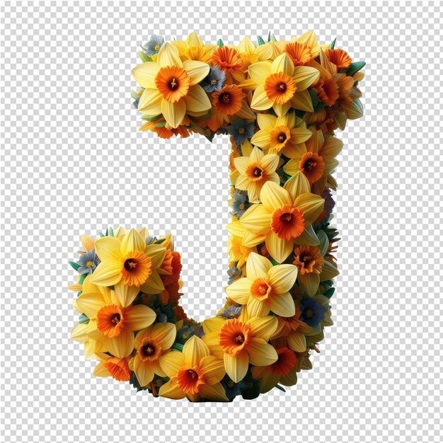 A bunch of flowers with the letter j on it