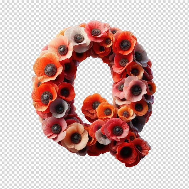 PSD a bunch of flowers with a letter s in the middle