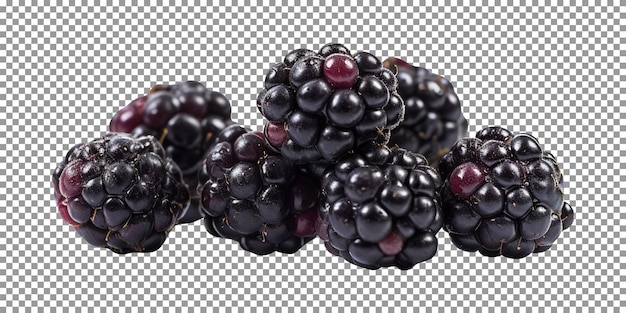 PSD bunch of fresh blackberries isolated on transparent background