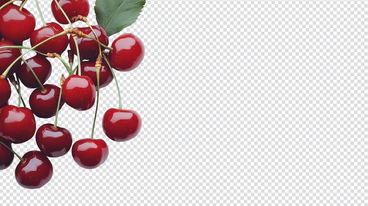PSD a bunch of fresh cherries with stems attached perfect for culinary use creative illustrations and healthy lifestyle promotion
