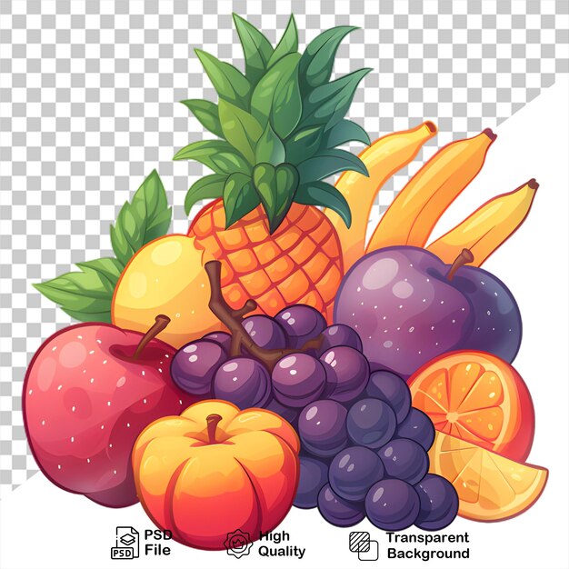 PSD a bunch fruit on a transparent background with png file