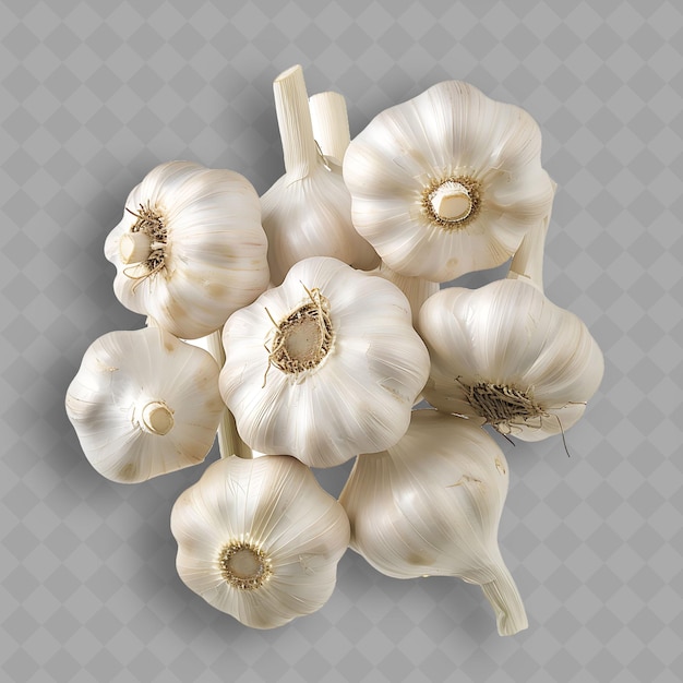 PSD a bunch of garlic that is on a gray background