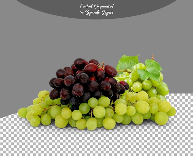 PSD bunch of green and black grapes isolated on transparent background