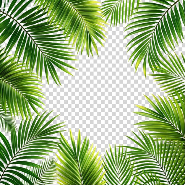 PSD a bunch of green palm trees in a tropical setting on transparent background