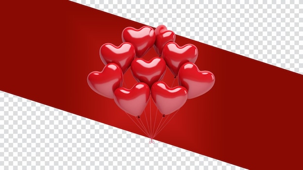 PSD bunch of heart shaped balloons object valentines day elements for graphic decorate