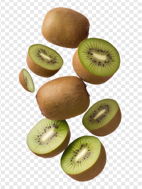 PSD a bunch of kiwi fruit with the words kiwi on the bottom