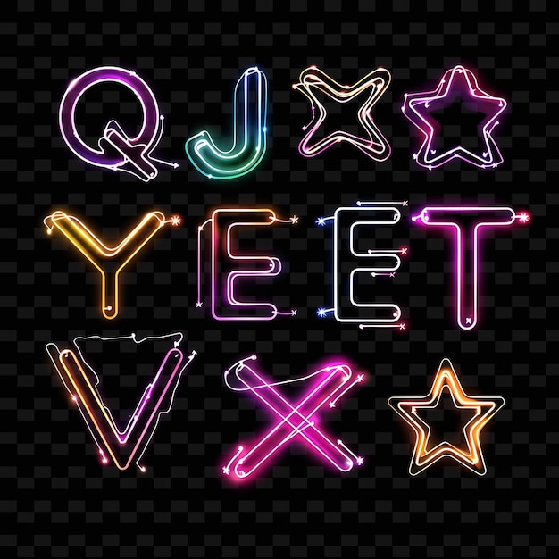 PSD a bunch of neon lights with the word  x  on it