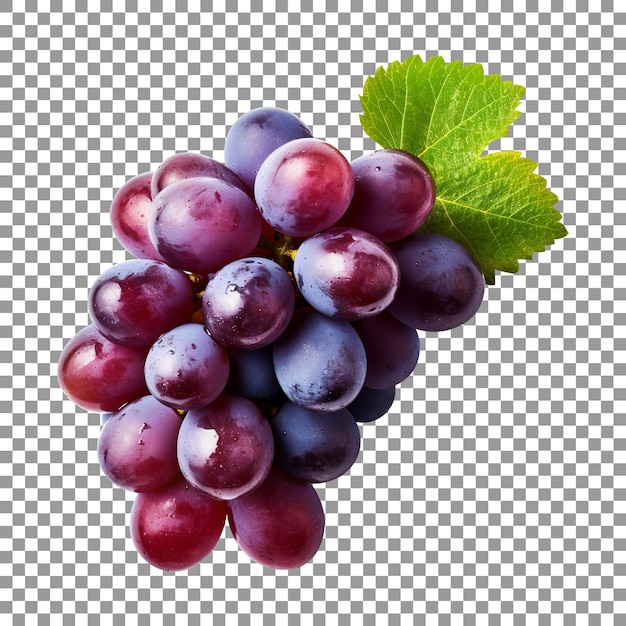 Bunch of fresh purple grapes isolated on transparent background