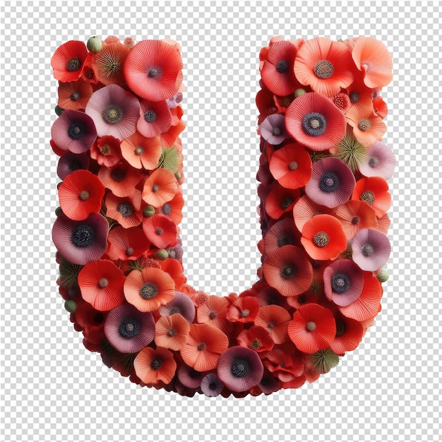 PSD a bunch of poppies with a letter u on it