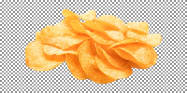 PSD a bunch of potato chips with transparent background