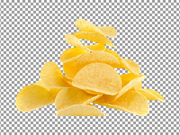 PSD bunch of potato chips on with transparent background