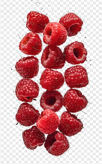 PSD a bunch of raspberries on a white background