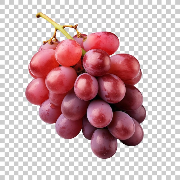 Bunch of red grapes isolated on transparent background