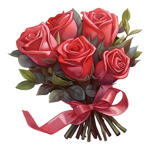 PSD bunch of red roses with a red bow ai generated image