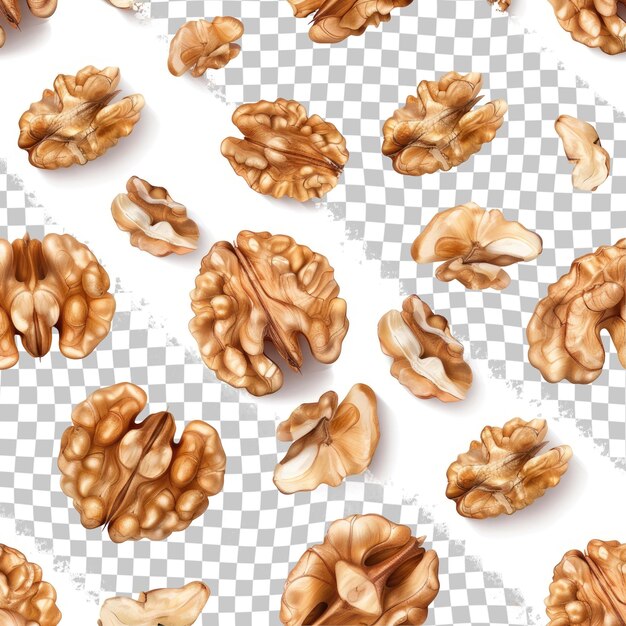 PSD a bunch of walnuts are on a white background