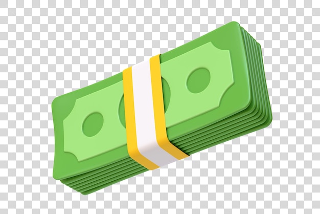 Bundel dollarbiljetten op witte achtergrond Geld- en betalingsconcept Minimalistische 3D-weergave