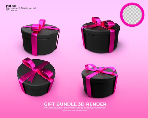 Bundel met geschenkdozen 3d render voor versierverkoop
