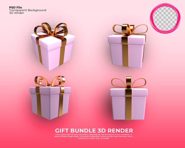Bundel met geschenkdozen 3D Render voor versierverkoop