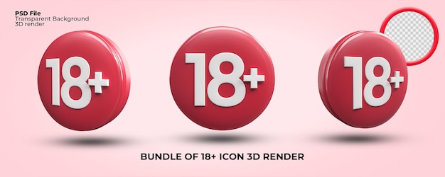 Bundel van 3D render iconen 18 jaar volwassen