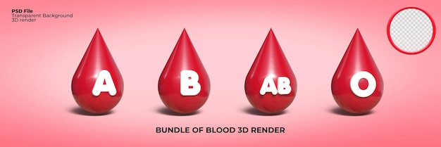 Bundle of 3d render blood model for medical donate blood healt