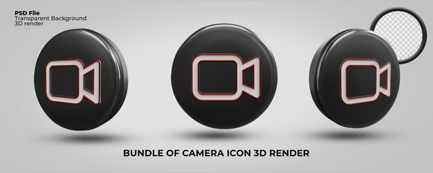 PSD bundle of 3d render icons free camera transparent png