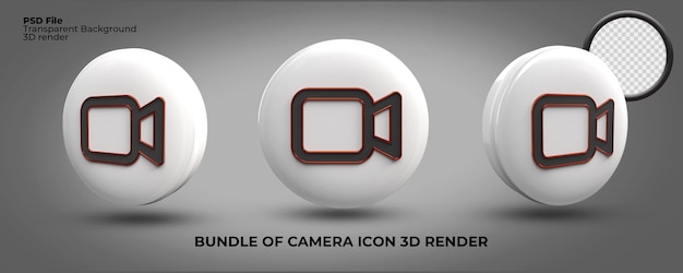 Bundle of 3D render icons free camera transparent PNG