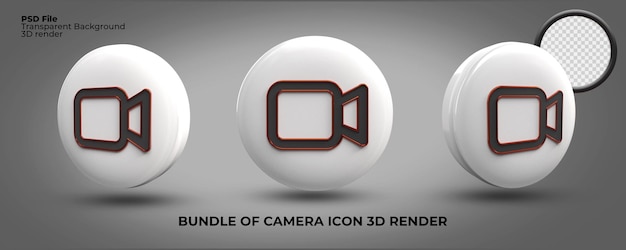 PSD bundle of 3d render icons free camera transparent png