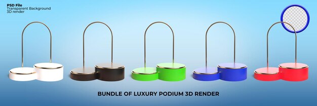 Bundle of 3d render luxury podium gold transparent for sale product